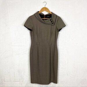 Tahari Arthur S. Levine Brown Collared Career Sheath Dress size 4